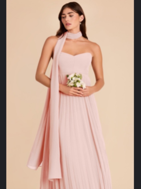 Birdy Grey Dresses & Skirts - Strapless Blush Pink Pleated Maxi Dress with Scarf